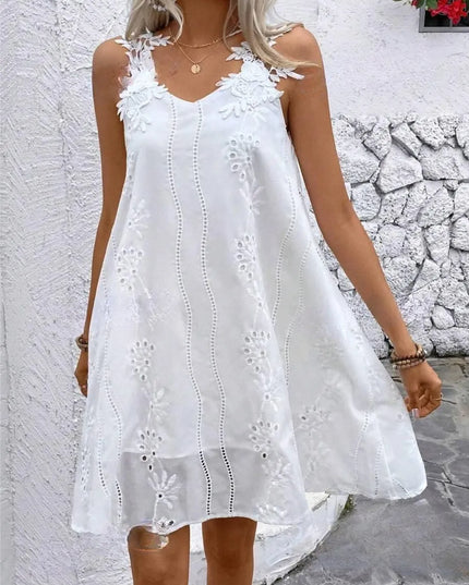 Lace Detail V-Neck Mini Dress