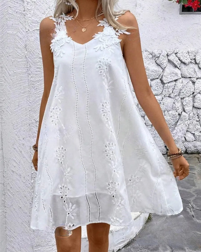 Lace Detail V-Neck Mini Dress