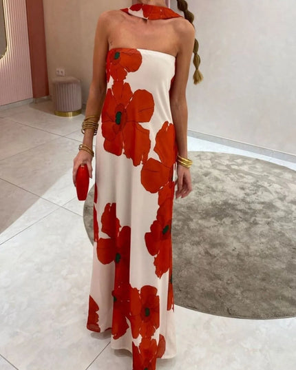 Printed Tube Maxi Dress