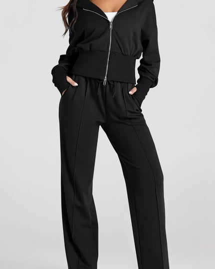 Zip-Up Hoodie and Pants Active Set