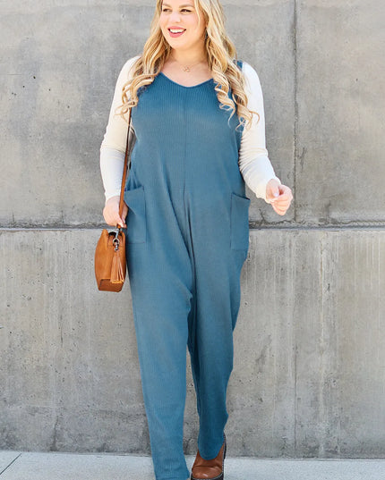 Double Take Full Size Sleeveless Straight Jumpsuit