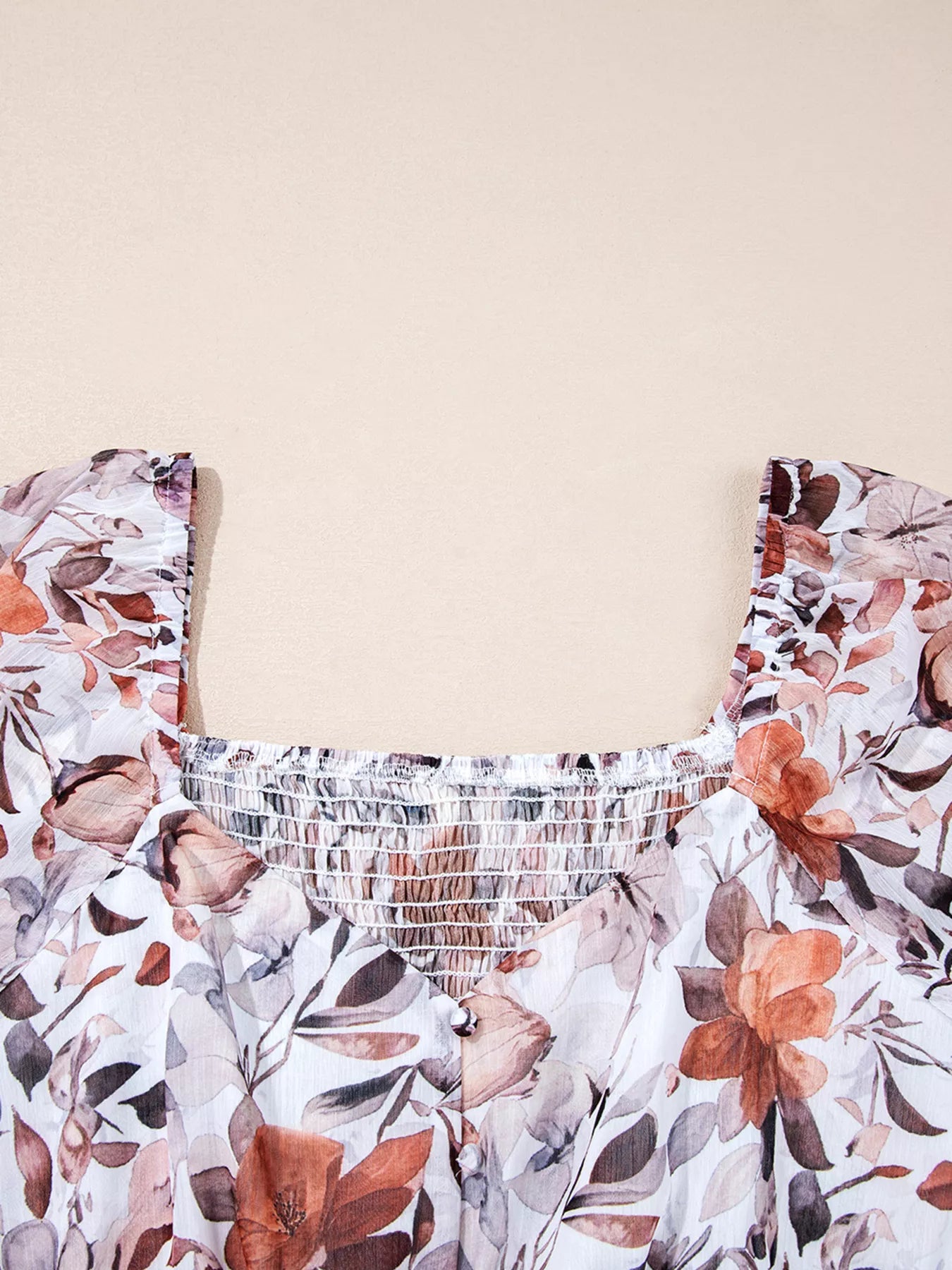 Floral Print Sweetheart Neck Long Sleeve High Waist Mini Dress