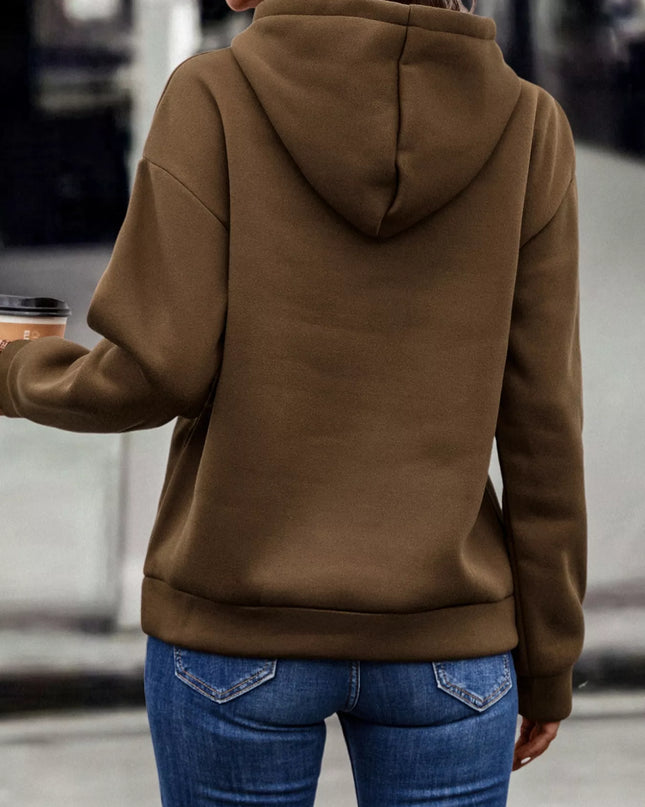 Fringe Detail Long Sleeve Drawstring Hoodie