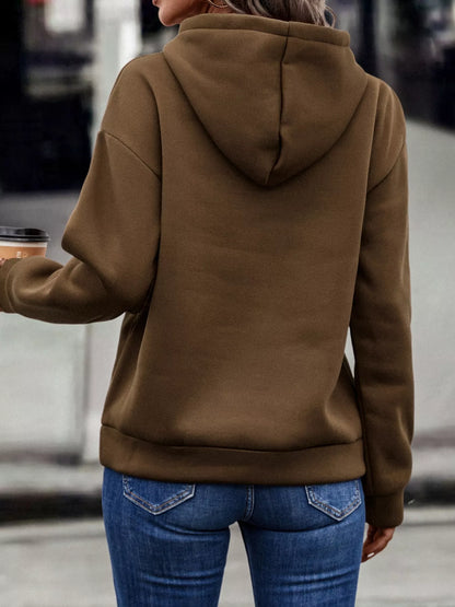 Fringe Detail Long Sleeve Drawstring Hoodie