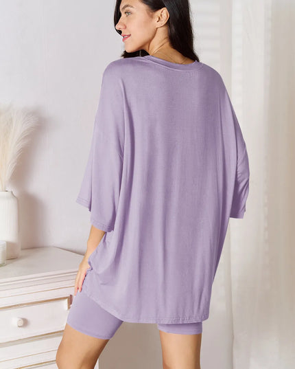 Basic Bae Full Size Soft Rayon Three-Quarter Sleeve Top and Shorts Set