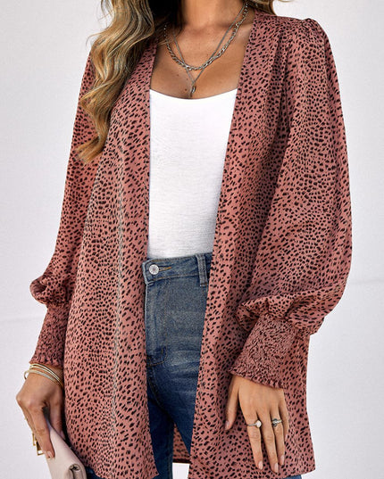 Leopard Print Balloon Sleeve Cardigan