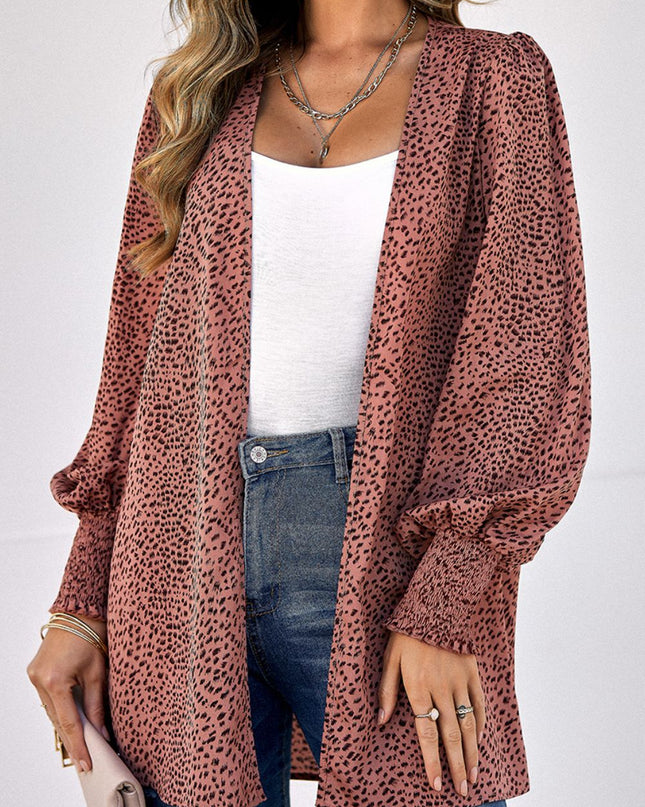 Leopard Print Balloon Sleeve Cardigan