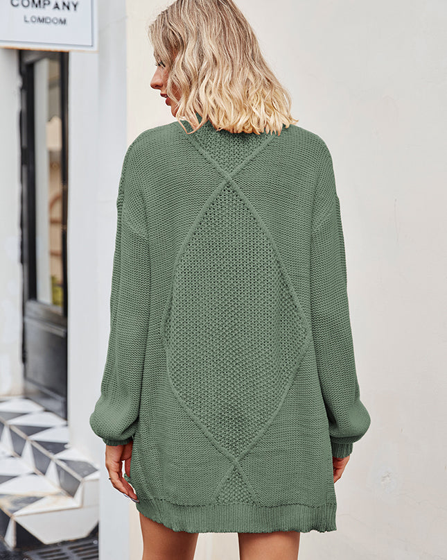 Cable-Knit Long Sleeve Cardigan