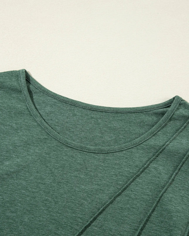 Asymmetric Seam Detail Long Sleeve Top