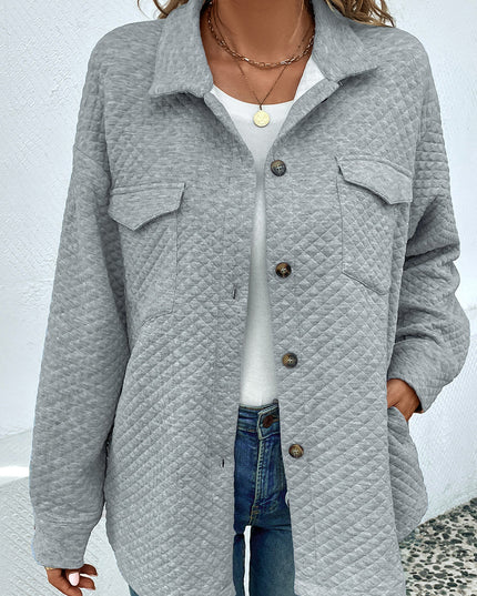 Button Down Collared Jacket Cloudy Blue