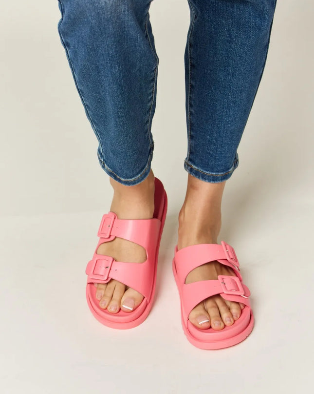 Legend Double Buckle Open Toe Sandals PINK