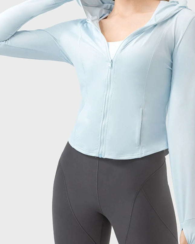 Millennia Pocketed Zip Up Hooded Long Sleeve Active Outerwear