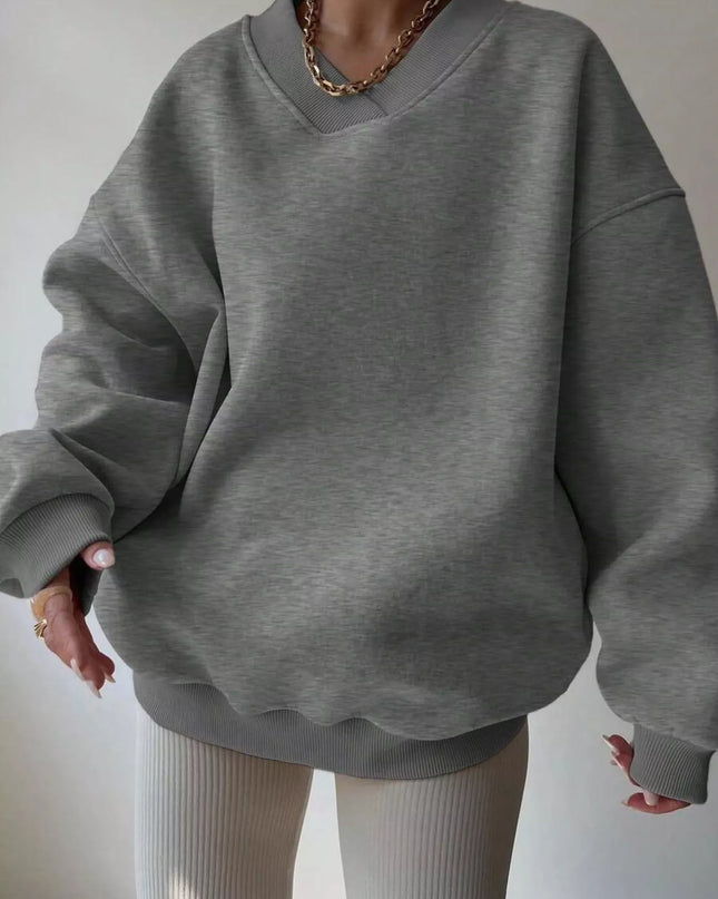 Dropped Shoulder Long Sleeve Oversized Sweatshirt Gray