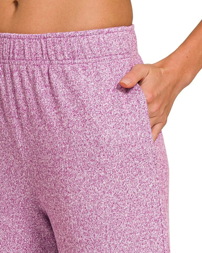 Zenana Soft Melange Short Sleeve Tee & Long Pants Set