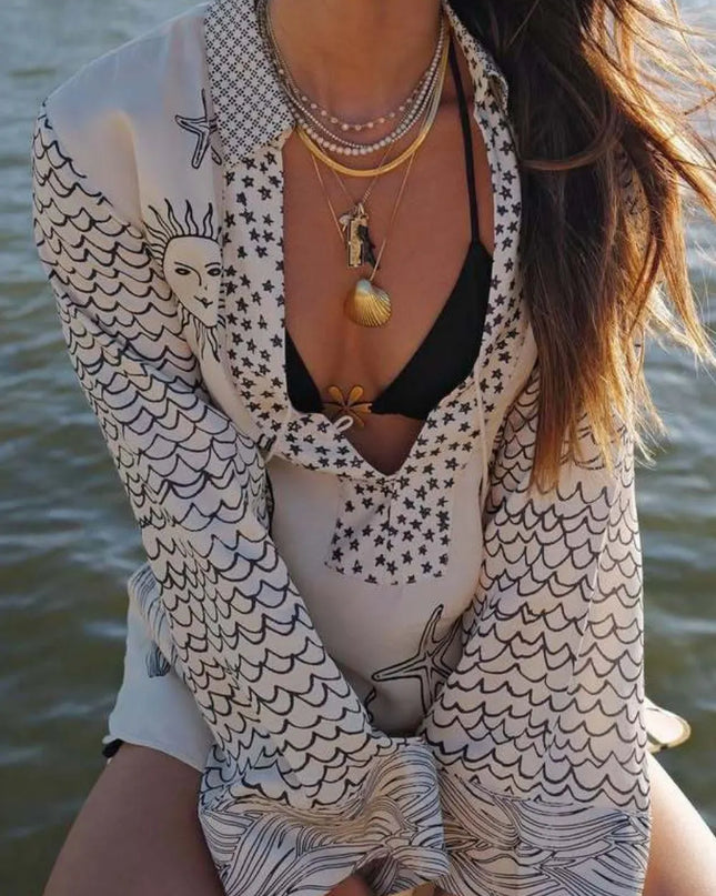 Nautical Print Top and Shorts Set