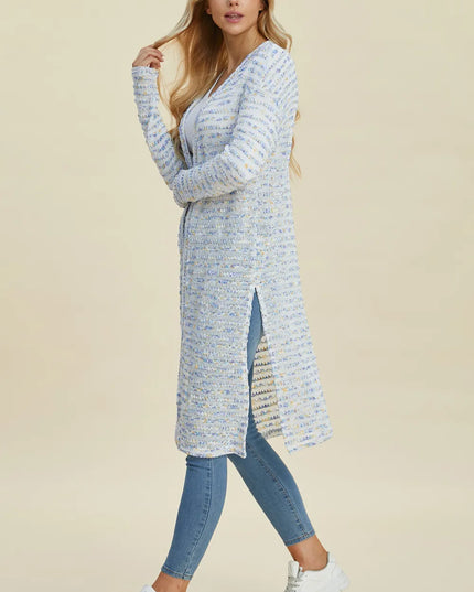 Double Take Full Size Open Front Longline Cardigan 