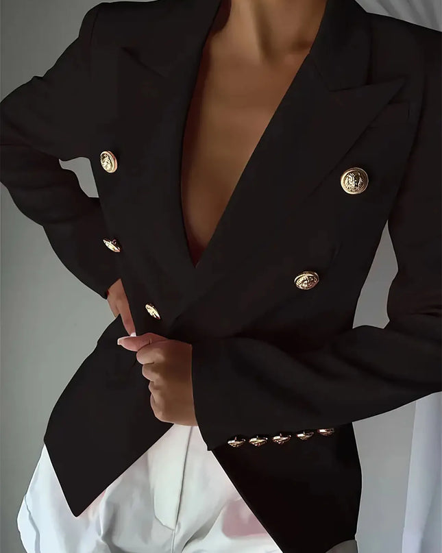 Decor Button Lapel Collar Blazer
