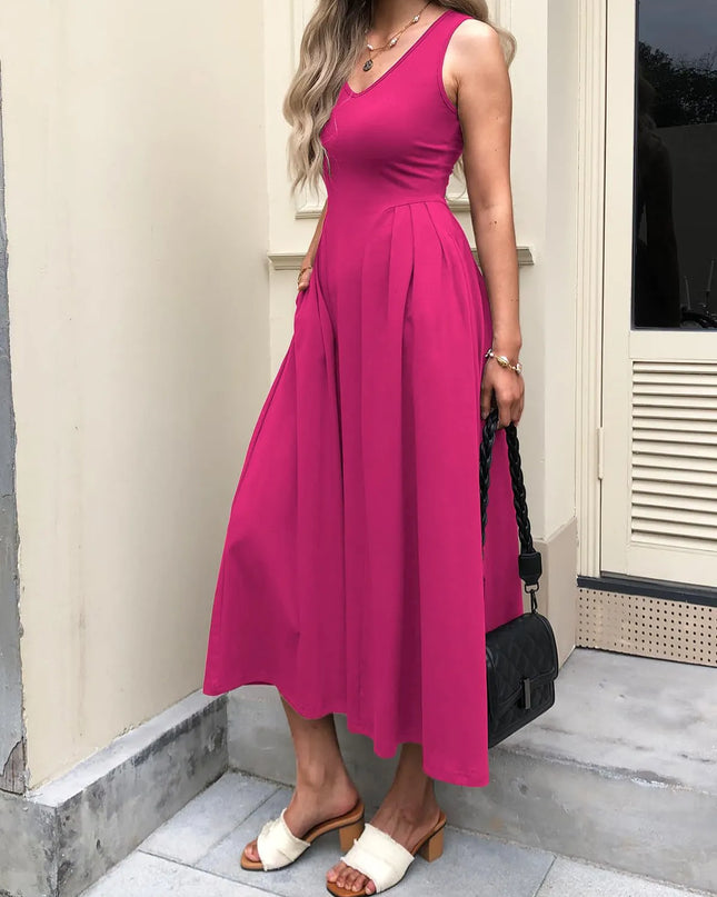 V-Neck Midi Tank Dress