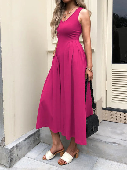 V-Neck Midi Tank Dress