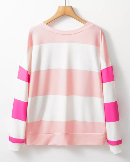 Color Block Drop Shoulder Long Sleeve Top