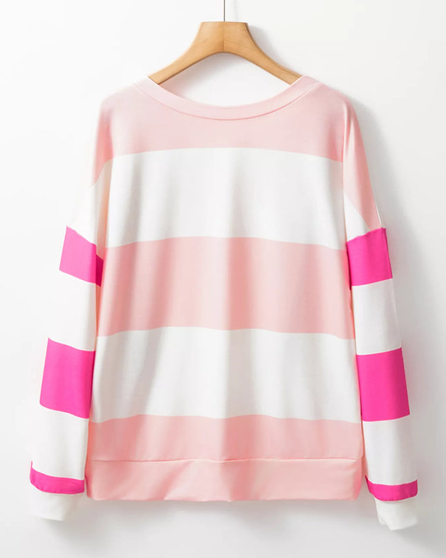 Color Block Drop Shoulder Long Sleeve Top