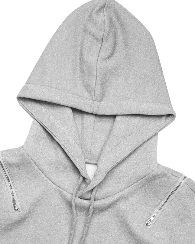 Drawstring Zip Detail Cold Shoulder Hoodie