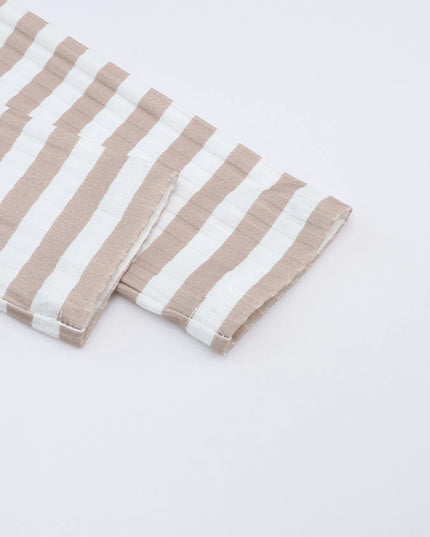 Striped Textured Knit Long Sleeve Tee