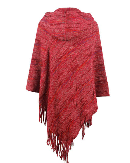 Fringe Hem Hooded Poncho