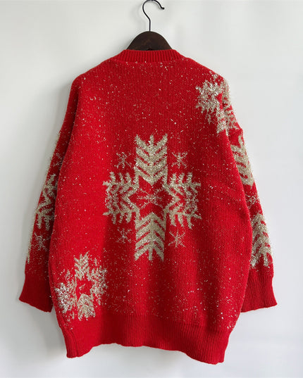 Snowflake Pattern Long Sleeve Sweater