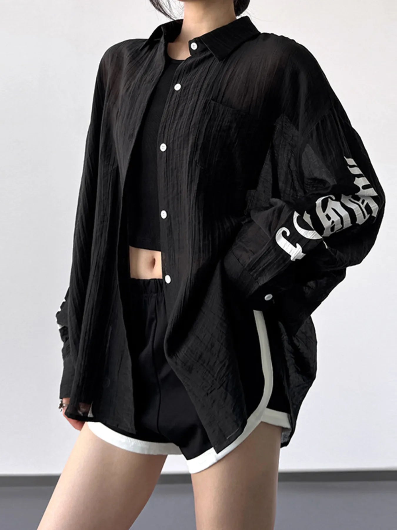 Button-Up Long Sleeve Oversized Shirt 