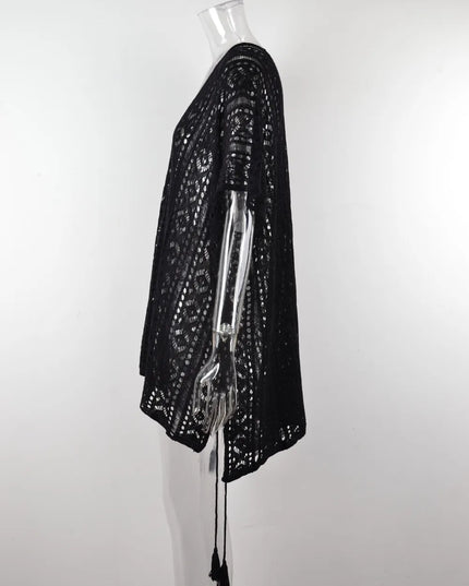 Angel Wings Cutout V-Neck Cover-Up with Tassel 