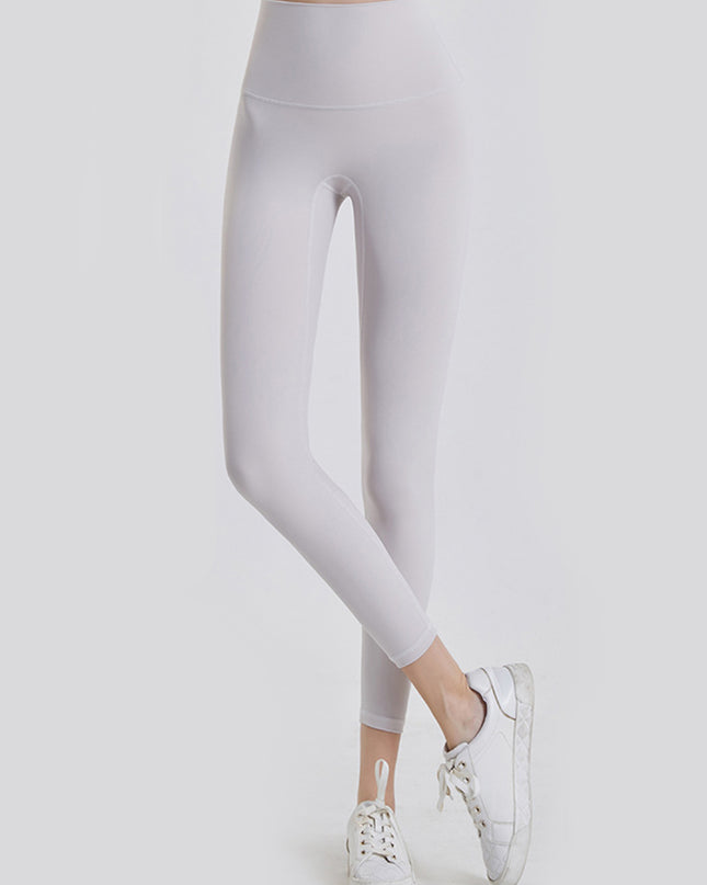 Wide Waistband Sports Leggings White