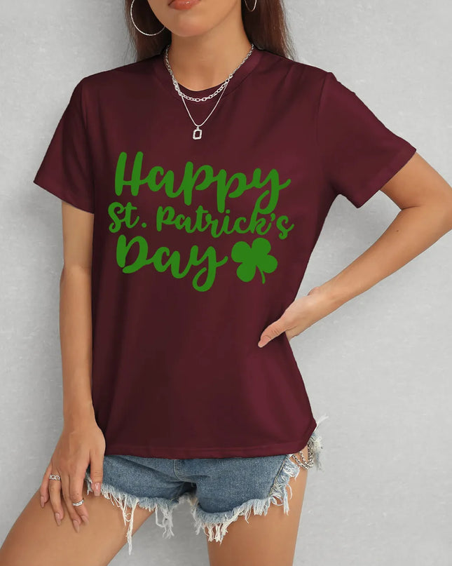 HAPPY ST. PATRICK'S DAY Short Sleeve T-Shirt Burgundy