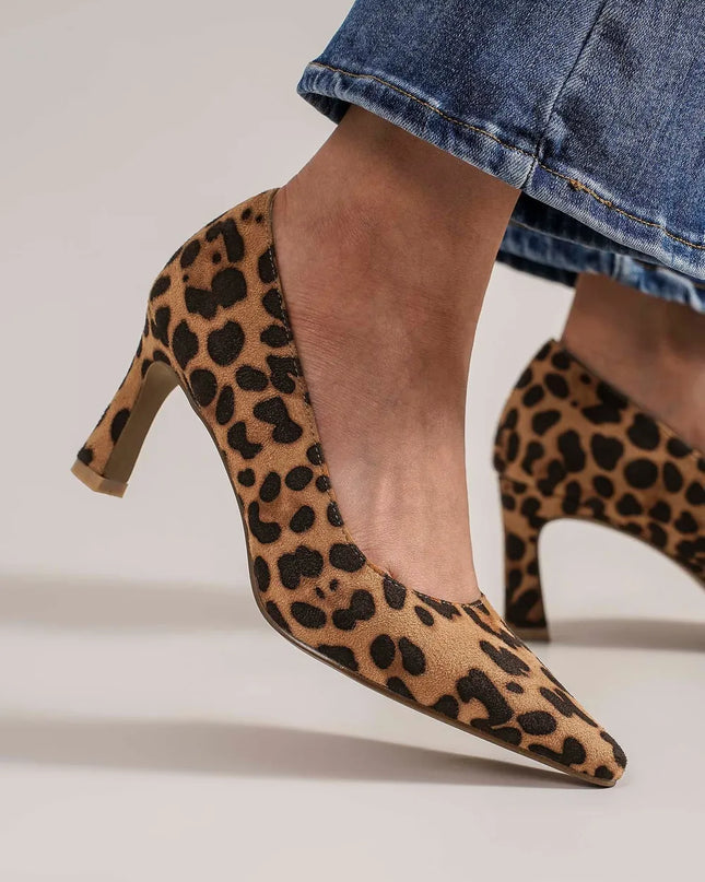 Beast Fashion Faux Suede Leopard Point Toe Pumps Leopard