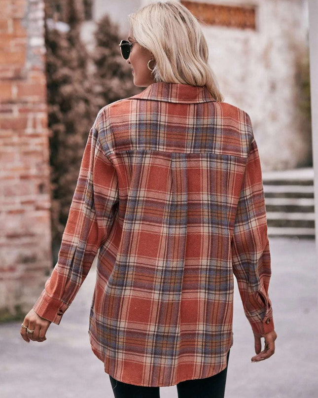 Plaid Button-Down Long Sleeve Shirt