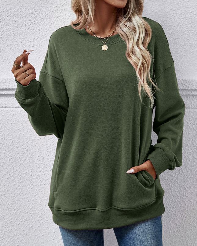 Dropped Shoulder Sweatshirt with Pockets