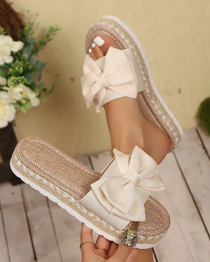 Bow Open Toe Platform Sandals 