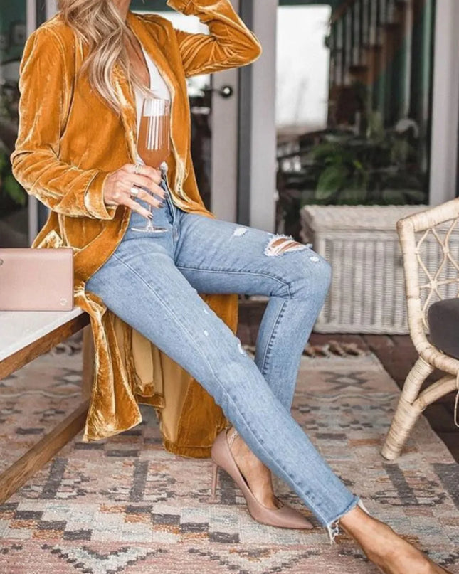 Open Front Long Sleeve Coat