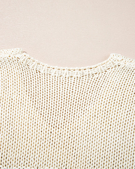 Contrast Stitch Detail V Neck Drop Shoulder Sweater