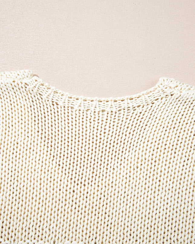 Contrast Stitch Detail V Neck Drop Shoulder Sweater