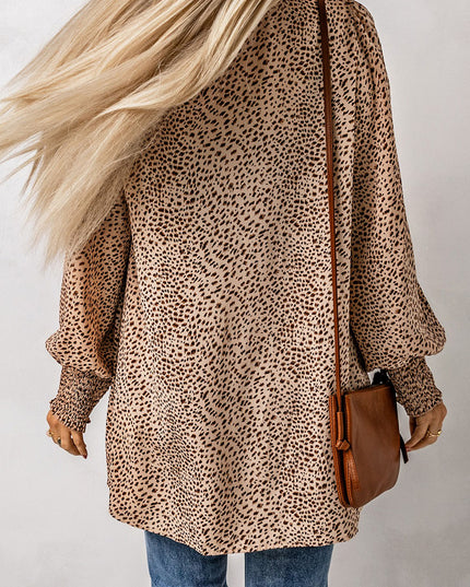 Leopard Print Balloon Sleeve Cardigan