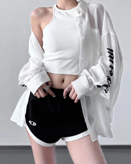 Button-Up Long Sleeve Oversized Shirt 