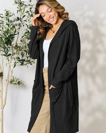 Basic Bae Full Size Hooded Sweater Cardigan