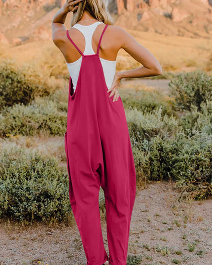 Double Take Full Size V-Neck Sleeveless Jumpsuit with Pockets