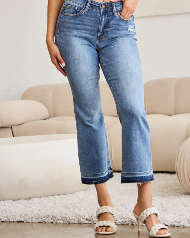 Judy Blue Full Size Release Hem Cropped Bootcut Jeans