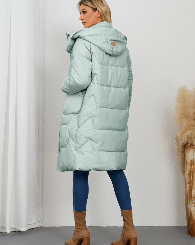 Long Sleeve Longline Hooded Winter Coat