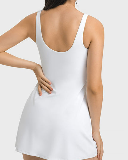 Millennia Square Neck Sports Tank Dress with Full Coverage Bottoms
