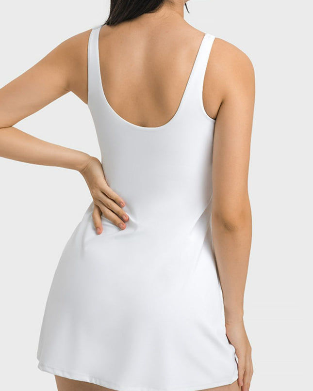 Millennia Square Neck Sports Tank Dress with Full Coverage Bottoms