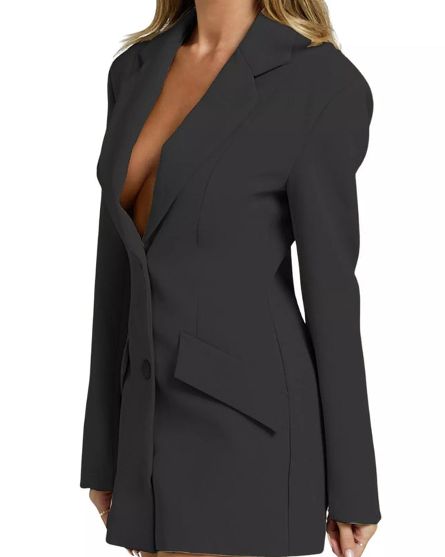 Lapel Collar Fitted Blazer Dress