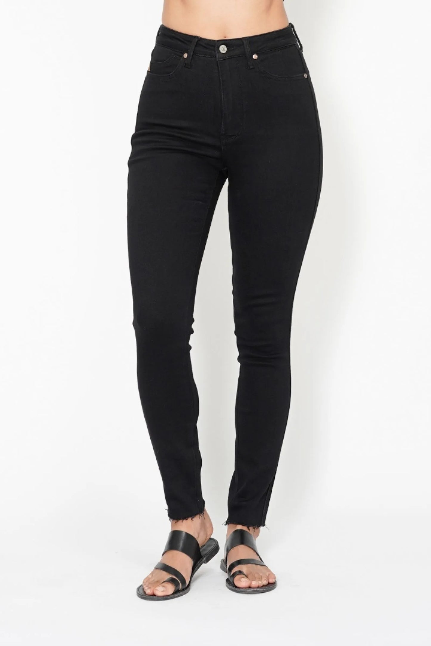 Judy Blue Full Size High Waisted Tummy Control Shield Pockets Skinny Jeans Plus Size Black